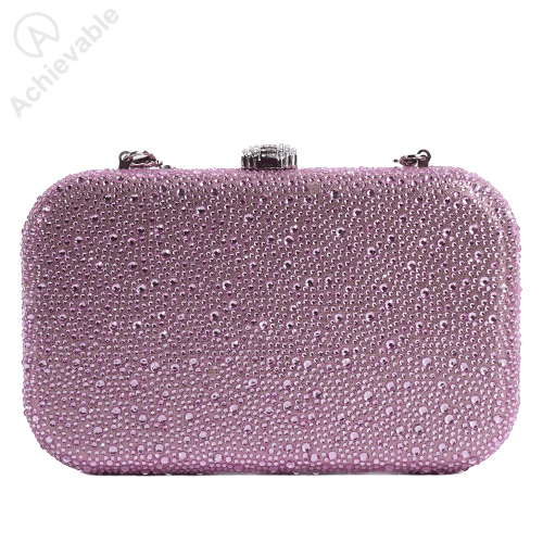 High quality satin heatseal stones clutch