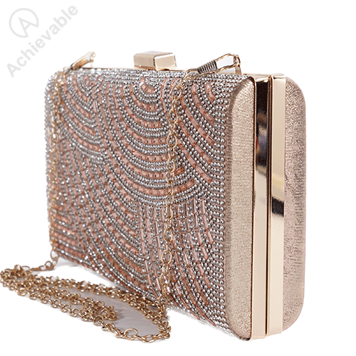Rose gold Fashion crystal clutch 