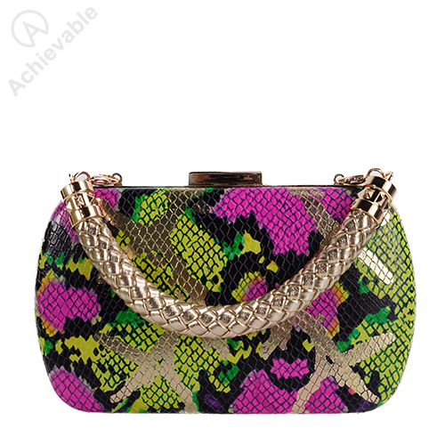Elegant Snake Leather Clutch Purse