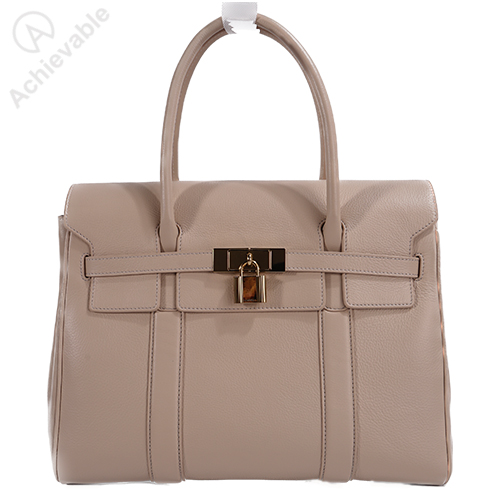 Elegant Lock Tote Leather big Bag